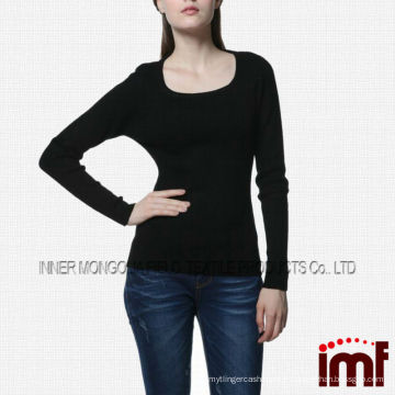 Pull d&#39;automne en laine mérinos noire à col rond pour femme Alibaba usa